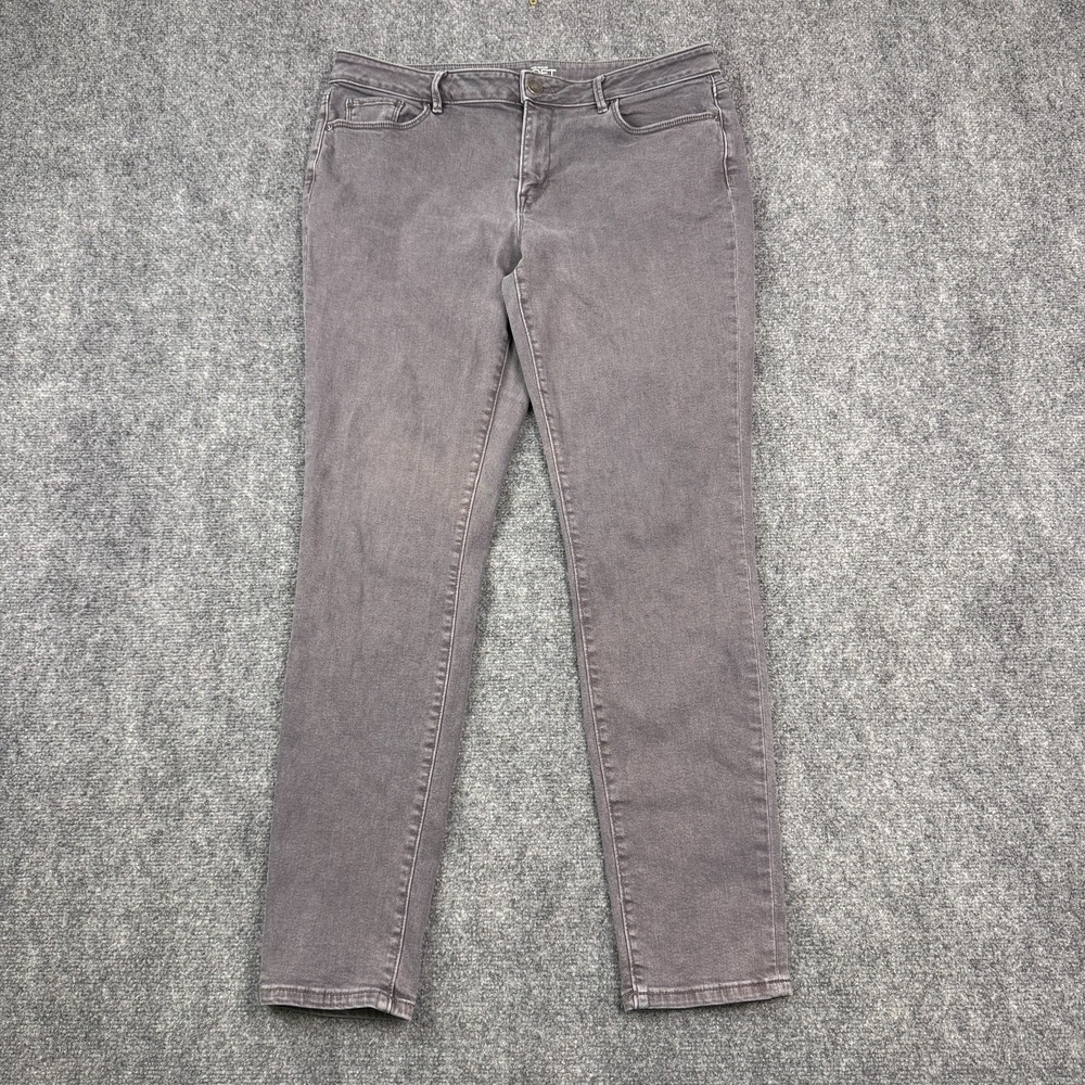 Ann Taylor LOFT Women's Jeans Size 12‎ Curvy Skinny Gray Mid Rise Stretch Denim